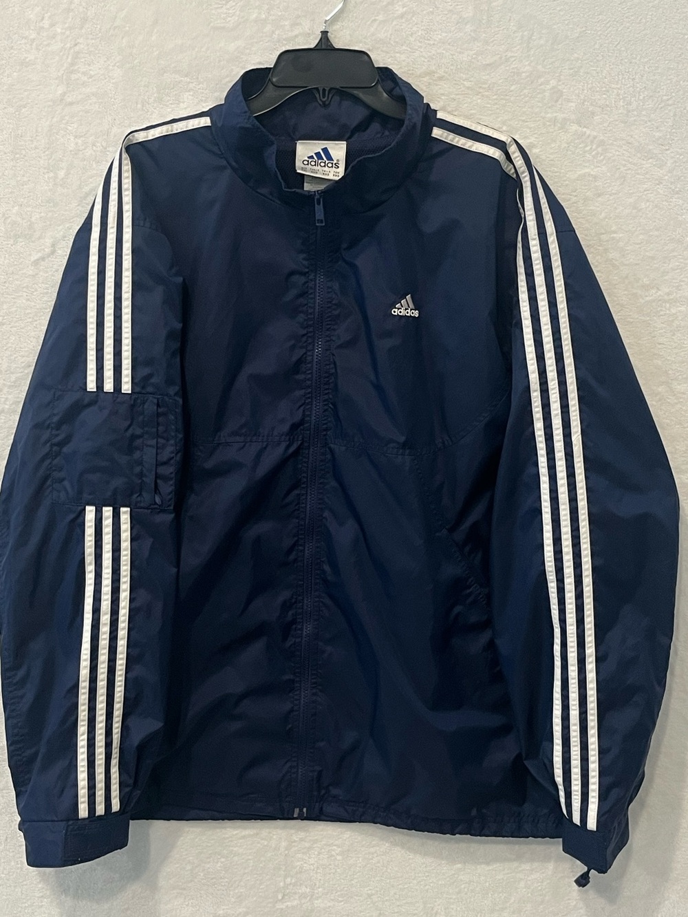 Adidas Men’s Windbreaker Y2K Vintage Navy Blue 2XL RN# 88387